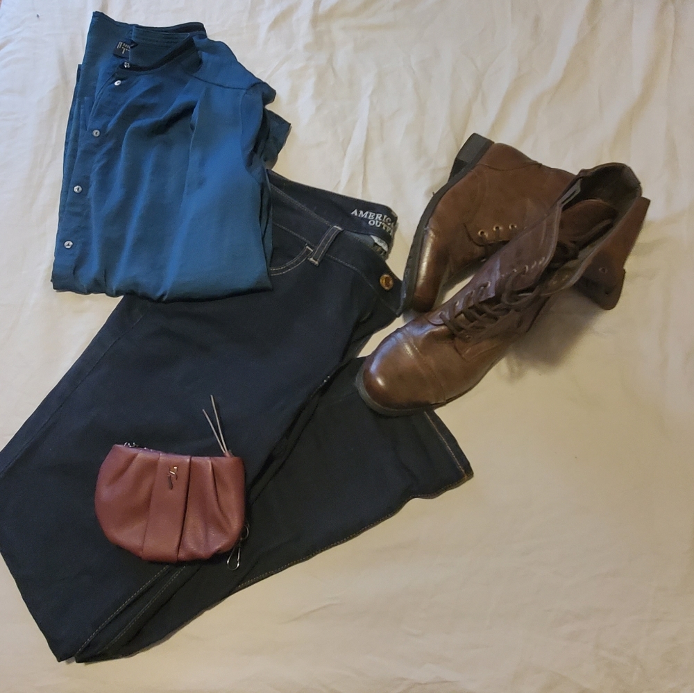 Dark Green Silky Button Down